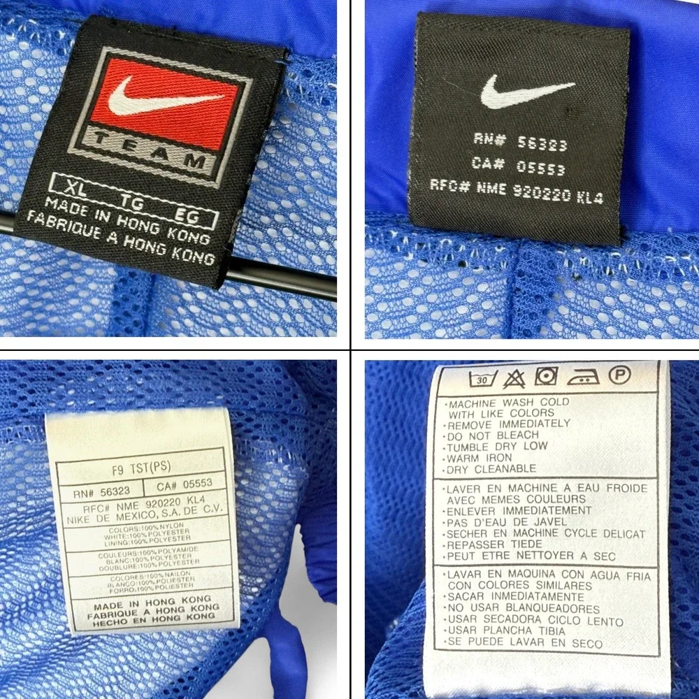 VTG Nike Team Windbreaker Jacket Full Zip Blue White 90s Colorblock Retro Men XL